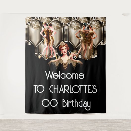 Flapper meisjes 1920 art deco Great Gatsby thema Wandkleed (Voorkant)