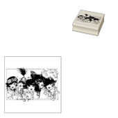 Flapper meisjes met petten rubberstempel (Gestempeld)