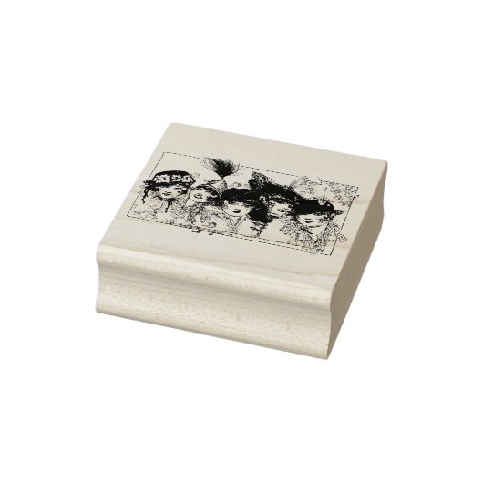 Flapper meisjes met petten rubberstempel (Stempel)