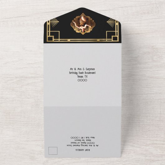Flapper meisjes zwart goud 1920 Gatsby diner party All In One Uitnodiging (Buitenkant)