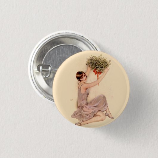 Flapper met Mistletoe Ronde Button 3,2 Cm (Voorkant /achterkant)