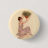 Flapper met Mistletoe Ronde Button 3,2 Cm (Voorkant)