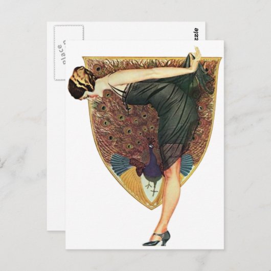 Flapper met Peacock Emblem Briefkaart (Voorkant / Achterkant)
