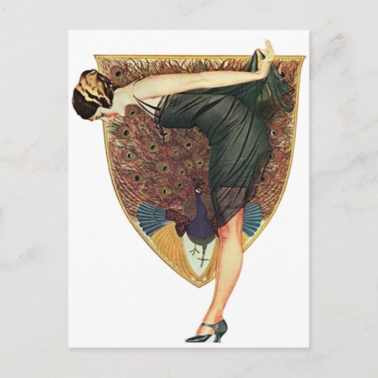 Flapper met Peacock Emblem Briefkaart (Voorkant)