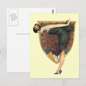 Flapper met Peacock Emblem Briefkaart (Voorkant / Achterkant)