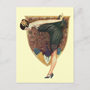Flapper met Peacock Emblem Briefkaart