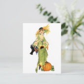 Flapper met pompoen briefkaart (Staand voorkant)