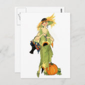 Flapper met pompoen briefkaart (Voorkant / Achterkant)