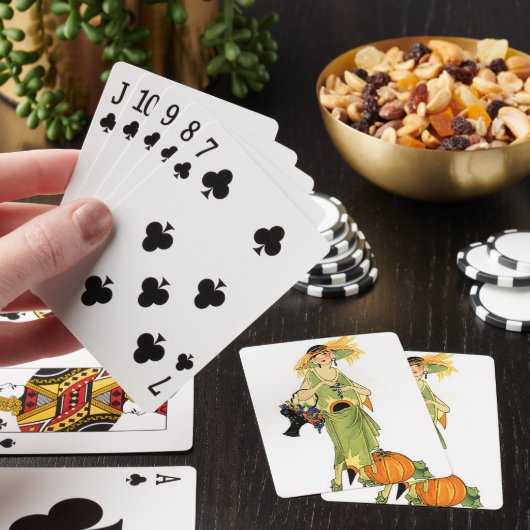 Flapper met pompoen pokerkaarten (Insitu)