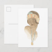 Flapper Mode-ketch - Vrouw met haarstuk Briefkaart (Voorkant / Achterkant)