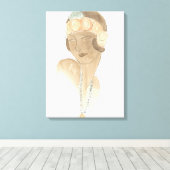 Flapper Mode-ketch - Vrouw met haarstuk Canvas Afdruk (Insitu (Houten vloer))