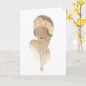 Flapper Mode-ketch - Vrouw met haarstuk Kaart (Gele Bloem)
