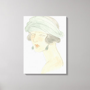Flapper Mode Schets - Portret Canvas Afdruk