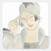 Flapper Mode Sketch Vierkante Sticker (Voorkant)