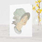 Flapper Mode Sketch - Vrouw met Pet Kaart (Gele Bloem)