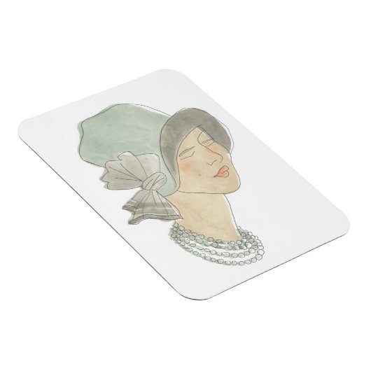 Flapper Mode Sketch - Vrouw met Pet Magneet (Rechterzijde)