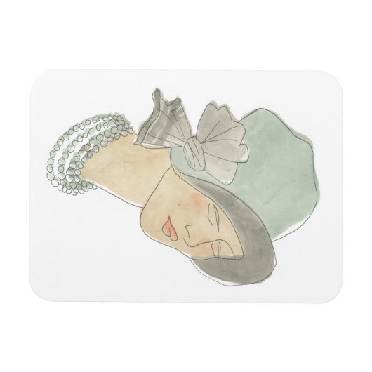 Flapper Mode Sketch - Vrouw met Pet Magneet (Horizontaal)