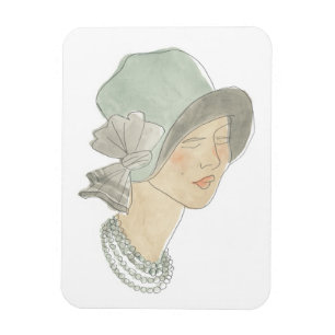 Flapper Mode Sketch - Vrouw met Pet Magneet
