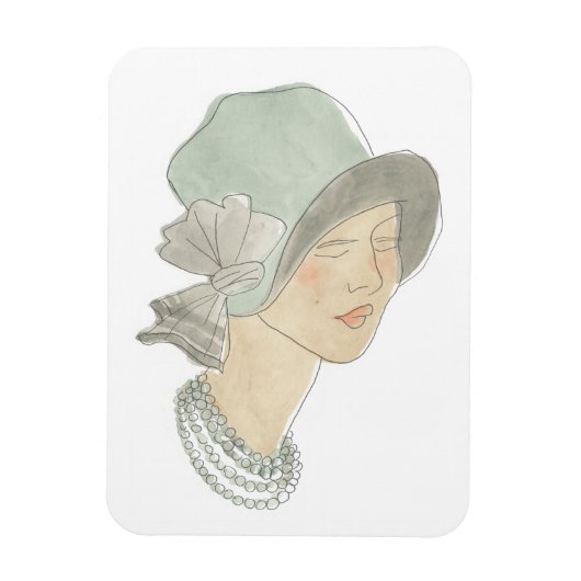 Flapper Mode Sketch - Vrouw met Pet Magneet (Verticaal)
