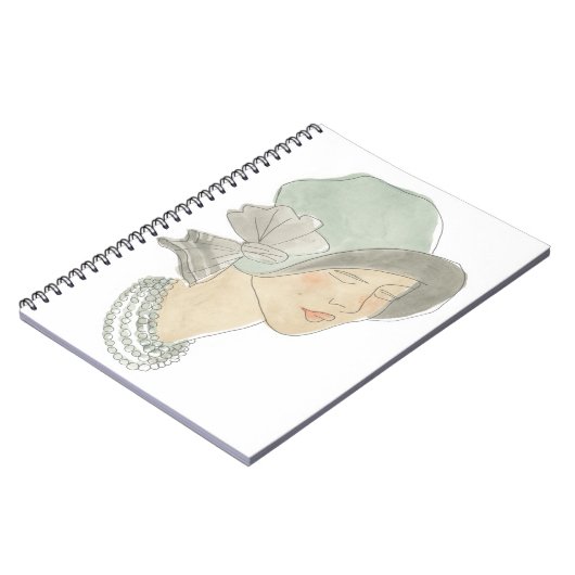 Flapper Mode Sketch - Vrouw met Pet Notitieboek (Linkerzijde)