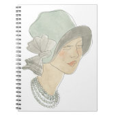 Flapper Mode Sketch - Vrouw met Pet Notitieboek (Voorkant)