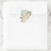 Flapper Mode Sketch - Vrouw met Pet Vierkante Sticker (Tas)