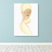 Flapper Mode Sketch - Vrouw met Scarf Canvas Afdruk (Insitu (Houten vloer))