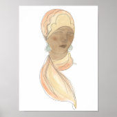 Flapper Mode Sketch - Vrouw met Scarf Poster (Voorkant)
