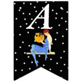 Flapper Red Hair op Shelf White Stars Birthday Vlaggetjes (Tweede vlag)