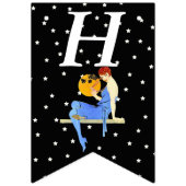 Flapper Red Hair op Shelf White Stars Birthday Vlaggetjes (Eerste vlag)