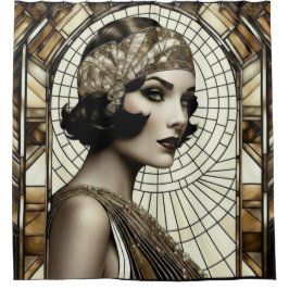 Flapper Roaring 20s Shower Curtain Douchegordijn