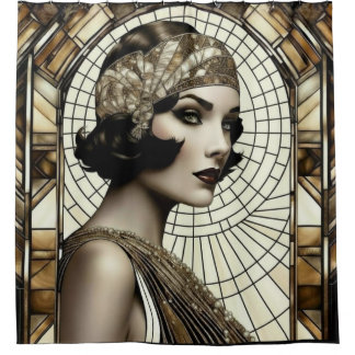 Flapper Roaring 20s Shower Curtain Douchegordijn