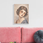 Flapper Shy Girl in Pastel colors Canvas Afdruk (Insitu (Woonkamer))