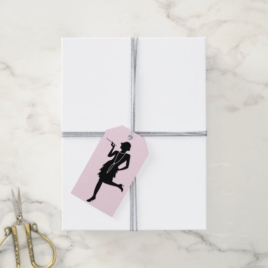 Flapper Silhouette Cadeaulabel (Met Touw)
