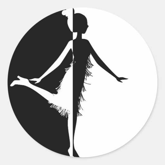 Flapper Silhouette Ronde Sticker (Voorkant)