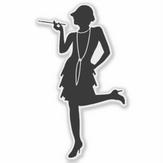 Flapper Silhouette Sticker (Voorkant)