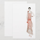 Flapper Stationery uit 1920 Briefpapier (Voorkant / Achterkant)