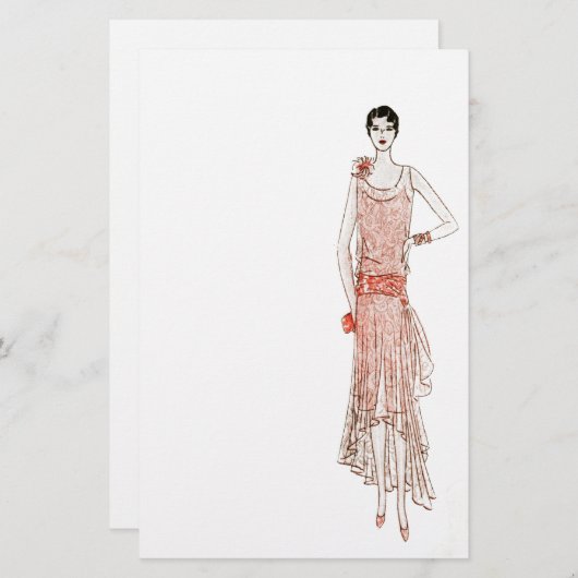 Flapper Stationery uit 1920 Briefpapier (Voorkant / Achterkant)