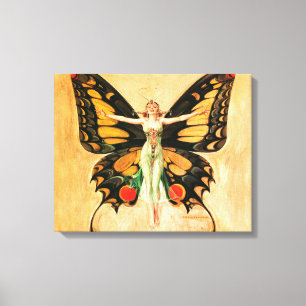 Flapper Vlinder Leyendecker Vrouw Illustratie Canvas Afdruk