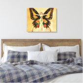 Flapper Vlinder Leyendecker Vrouw Illustratie Canvas Afdruk (Insitu (Slaapkamer))
