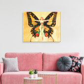 Flapper Vlinder Leyendecker Vrouw Illustratie Canvas Afdruk (Insitu (Woonkamer))