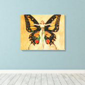 Flapper Vlinder Leyendecker Vrouw Illustratie Canvas Afdruk (Insitu (Houten vloer))