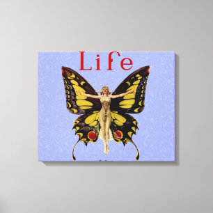 Flapper Vlinder Leyendecker Vrouw Illustratie Canvas Afdruk