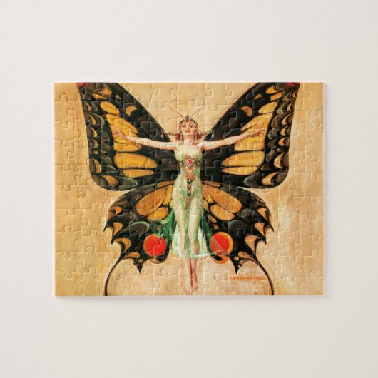 Flapper Vlinder Leyendecker Vrouw Illustratie Legpuzzel (Horizontaal)
