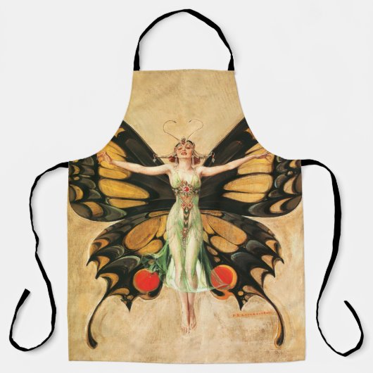 Flapper Vlinder Leyendecker Vrouw Illustratie Schort (Voorkant)