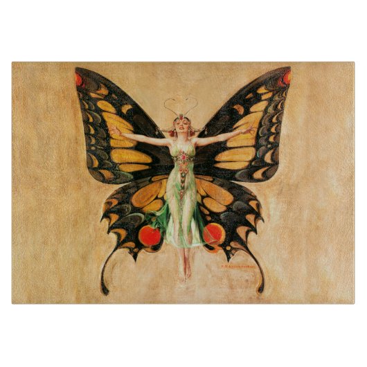 Flapper Vlinder Leyendecker Vrouw Illustratie Snijplank (Voorkant)