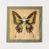 Flapper Vlinder Leyendecker Vrouw Illustratie Wandkleed (Voorkant)