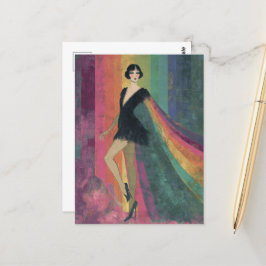 Flapper Vrouw in een Regenboog Kaap Briefkaart