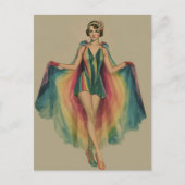 Flapper Vrouw in een regenboogcape en jurk Briefkaart (Voorkant)