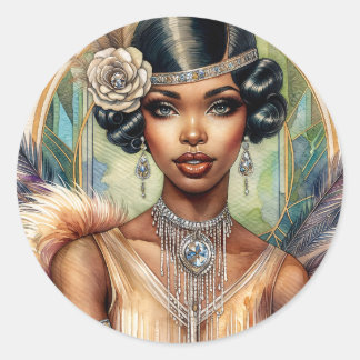Flapper Woman Roaring Twenties Glamour Ronde Sticker